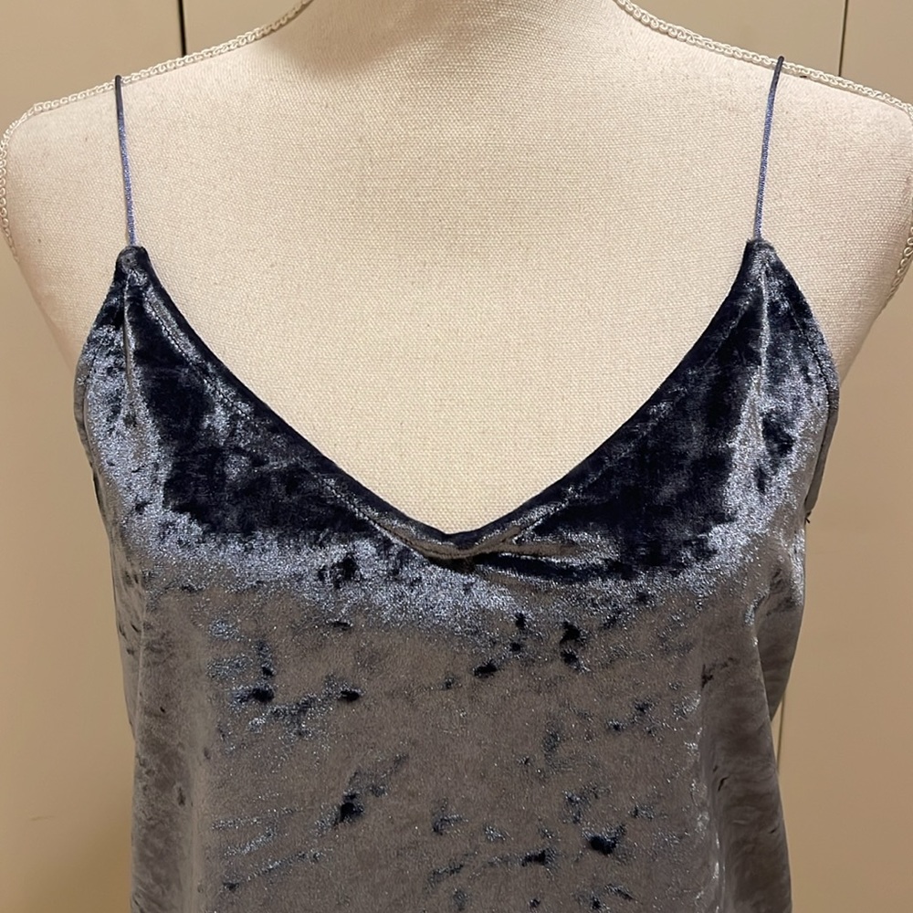 H &M crushed velvet blue camisole size small #92 - Picture 2 of 4